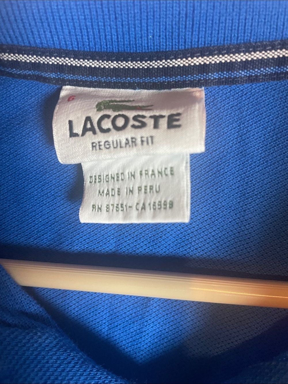 Lacoste Royal Blue Long Sleeve Polo with Contrast Trim Vintage Devanlay - Picture 3 of 6